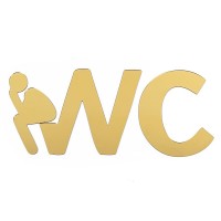 Зеркальный декор акриловый самоклеющийся WC золото, 3шт (D) SW-00002525