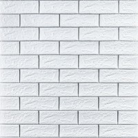 Самоклеющаяся 3D панель кирпич белый полоска серебро 700х770х5мм (100-5) SW-00000753